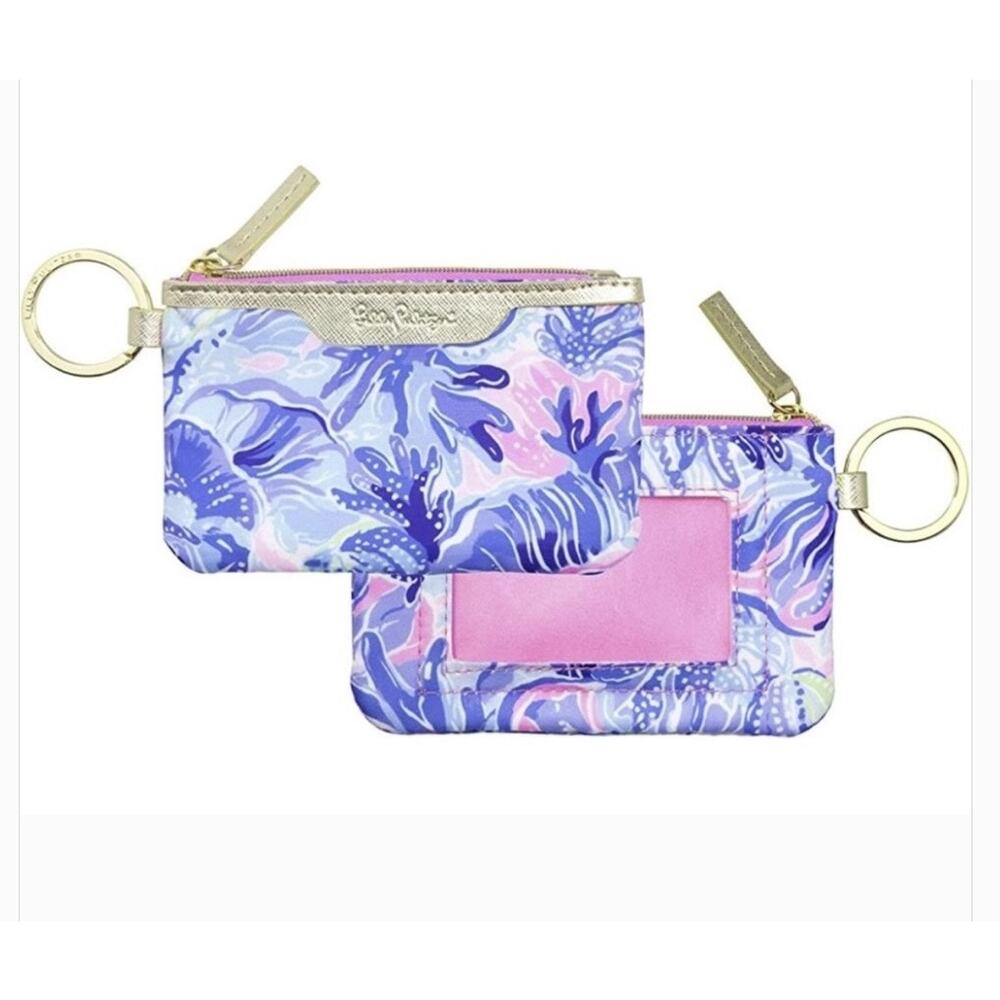 Lilly Pulitzer Shade Seekers Coin ID Wallet Case Key Chain New With Tags